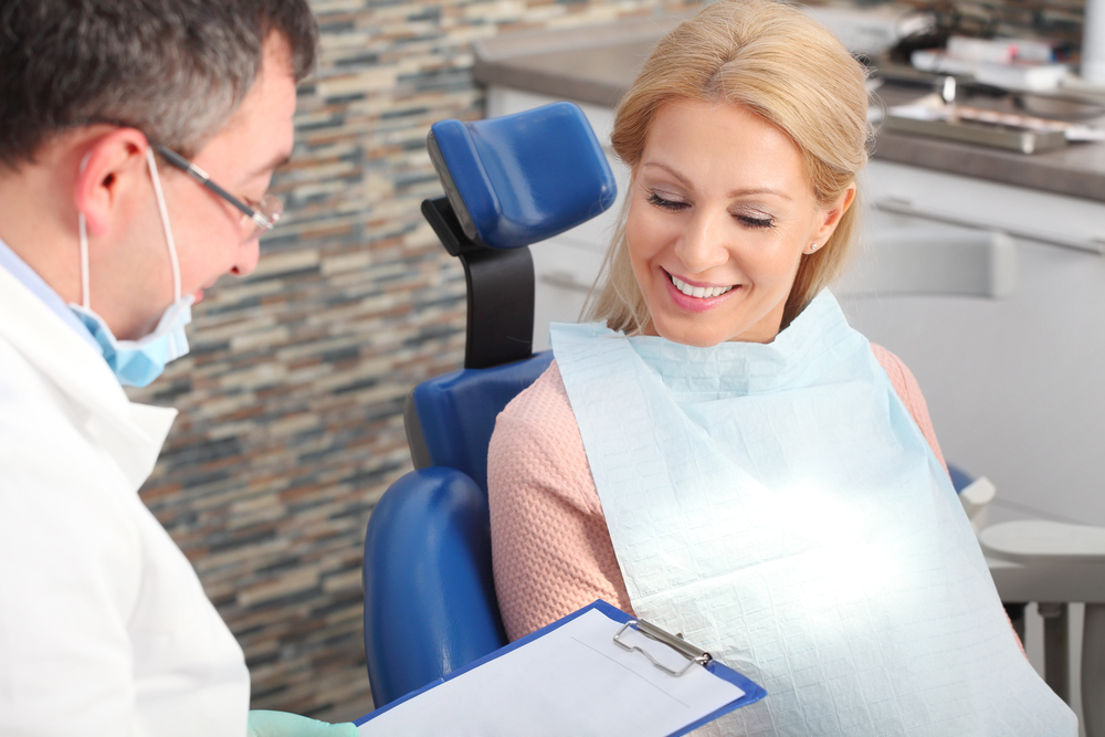 Woman at a dental cleaning in Deer Park, TX