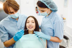 Woman at a tooth cleaning appointment in Deer Park, TX