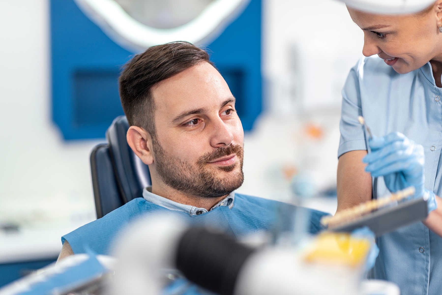 Man joining dental payment plan in Deer Park, TX